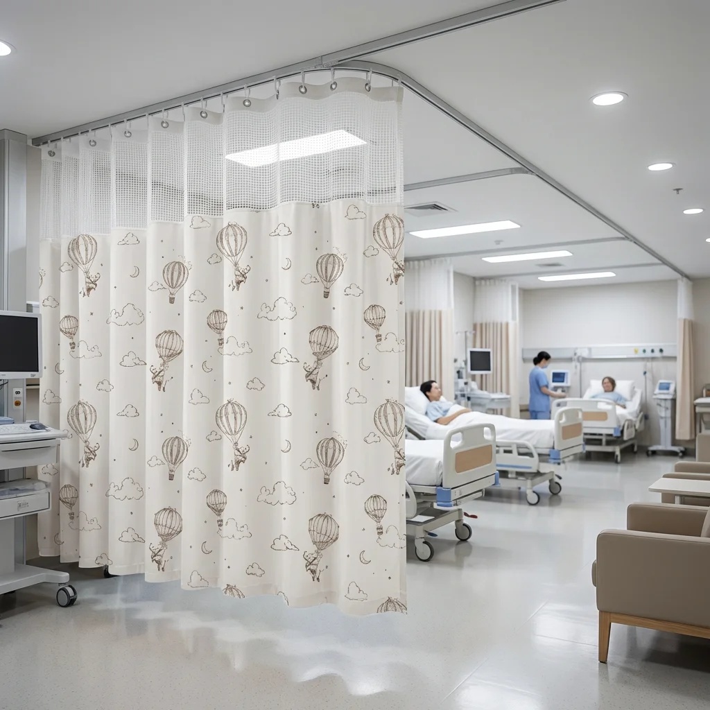 Pediatric Medical Cubicle Curtain with Mesh Top