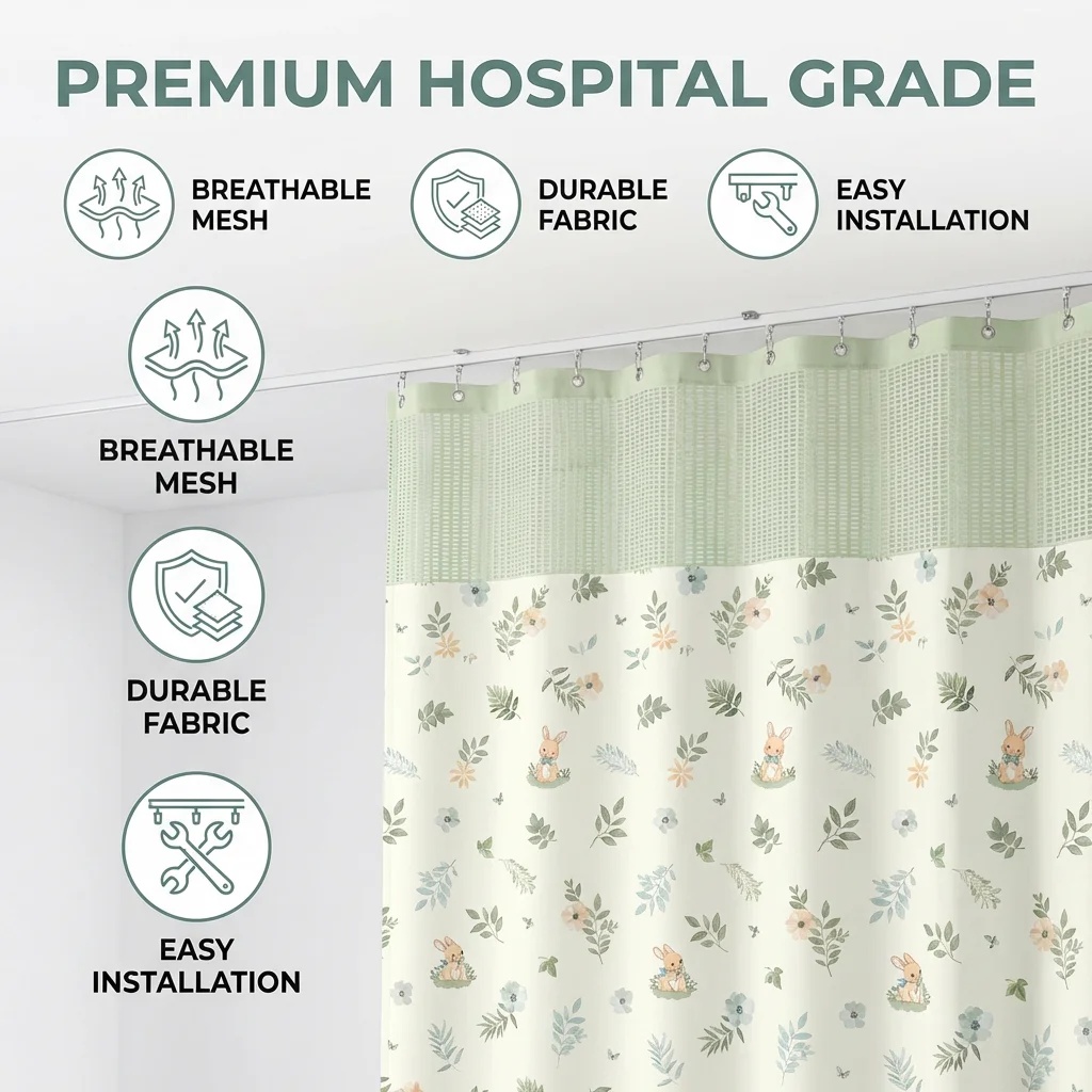 Flame-Retardant Antimicrobial Medical Divider Curtain