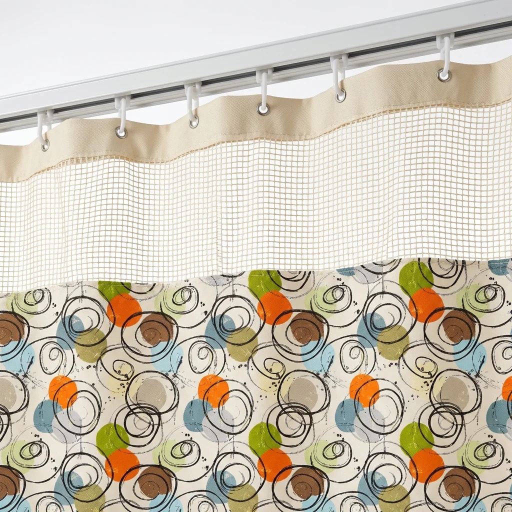 Mid-Century Abstract Concentric Circle Hospital Privacy Curtain