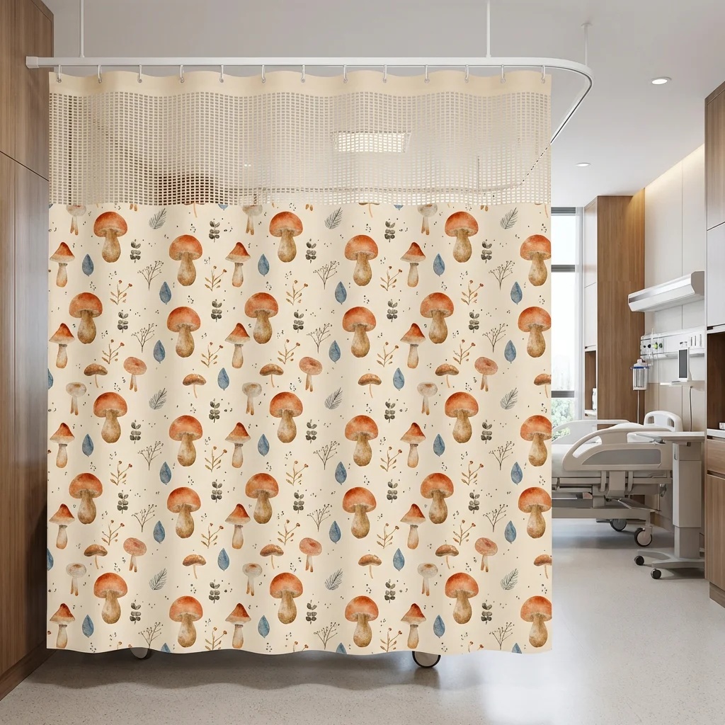 Watercolor Botanical Mushroom Pediatric Privacy Curtain