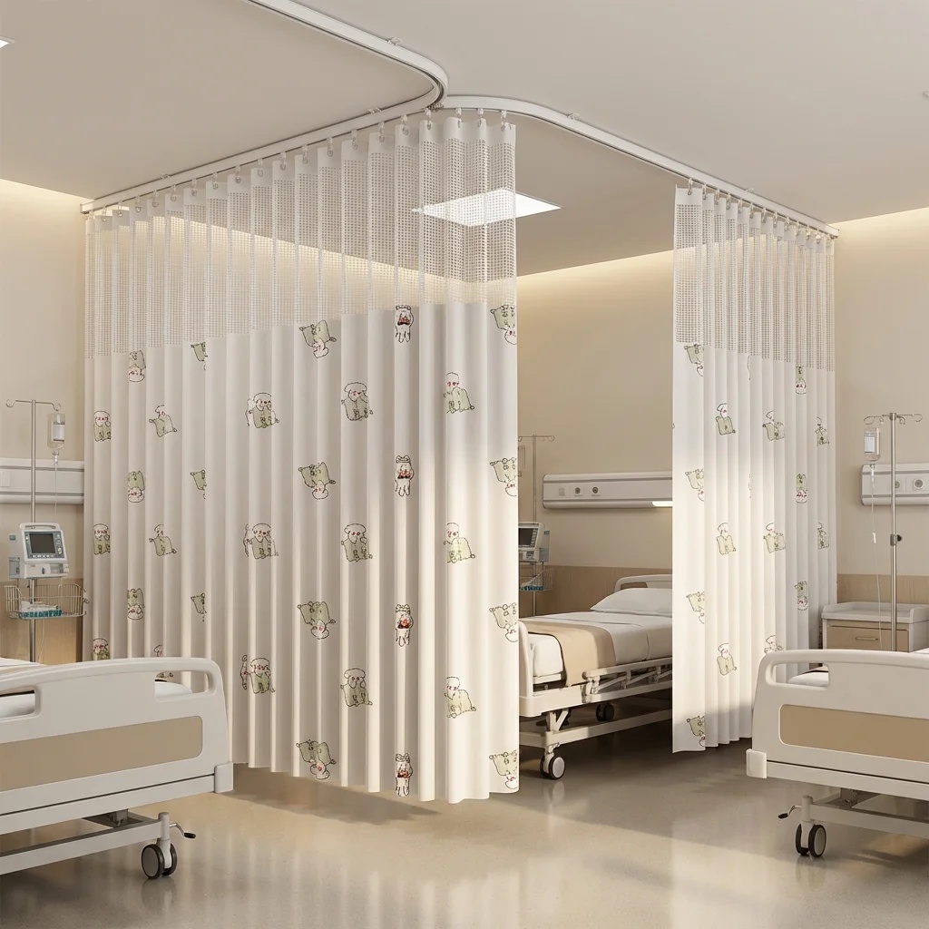 Pediatric Hospital Cubicle Curtain with Mesh Top