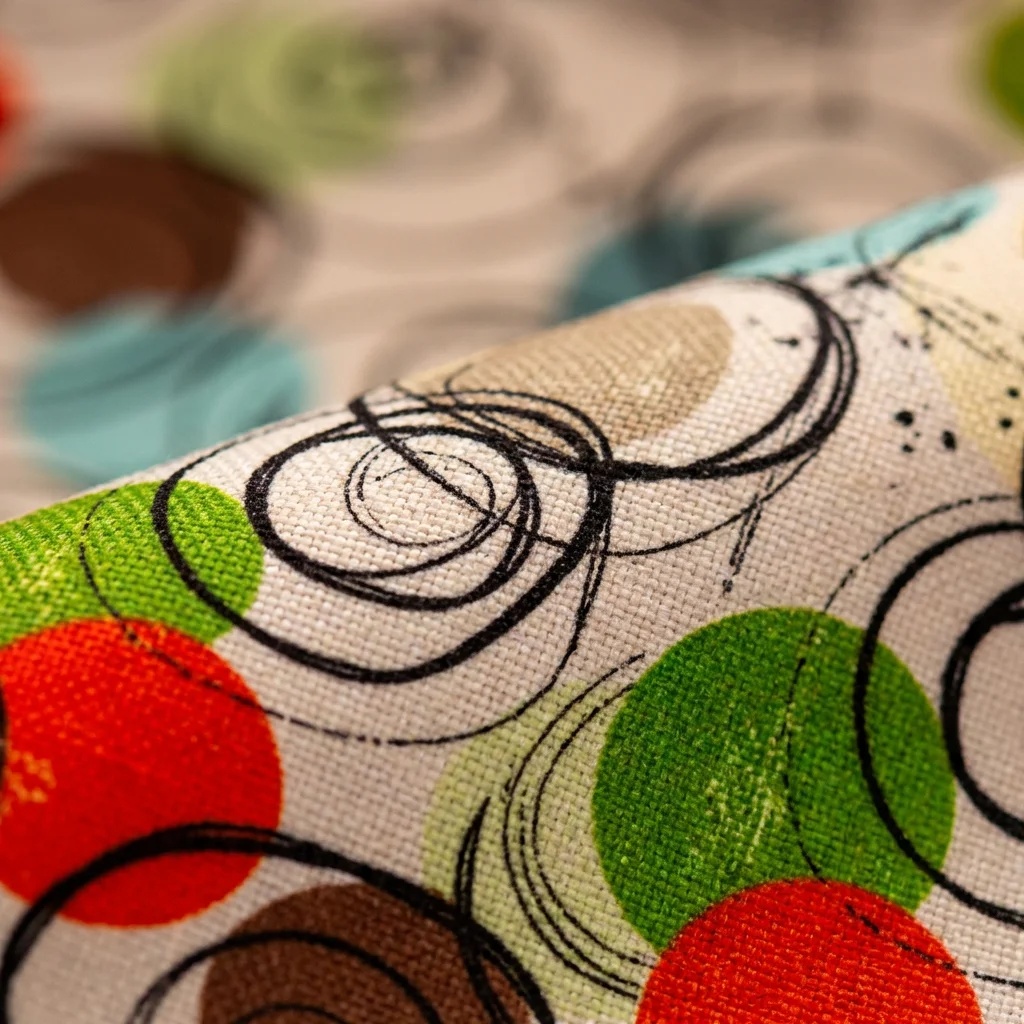 Mid-Century Abstract Concentric Circle Hospital Privacy Curtain