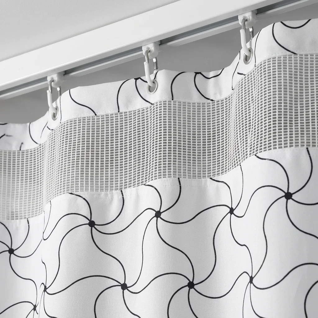 Minimalist Black & White Geometric Line Medical Privacy Curtain