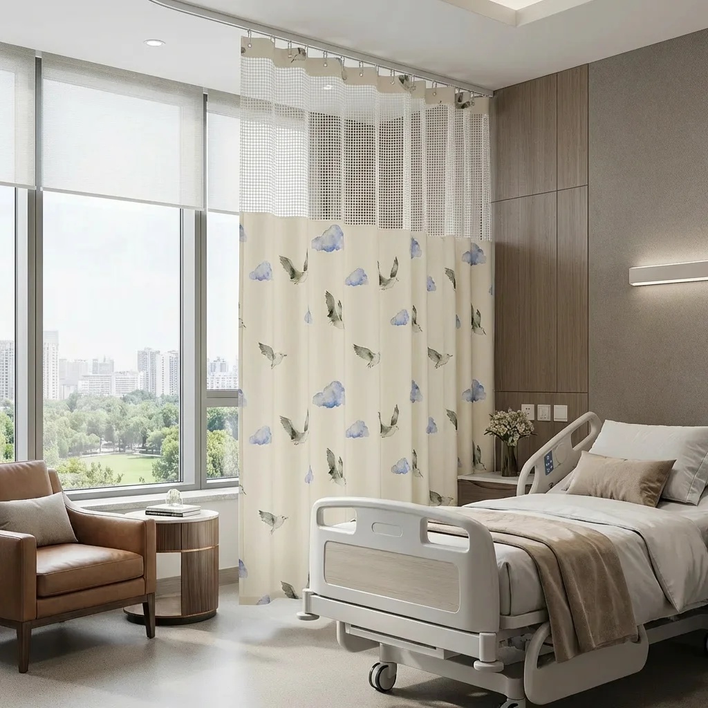 Flying Birds & Clouds Pediatric Hospital Privacy Curtain