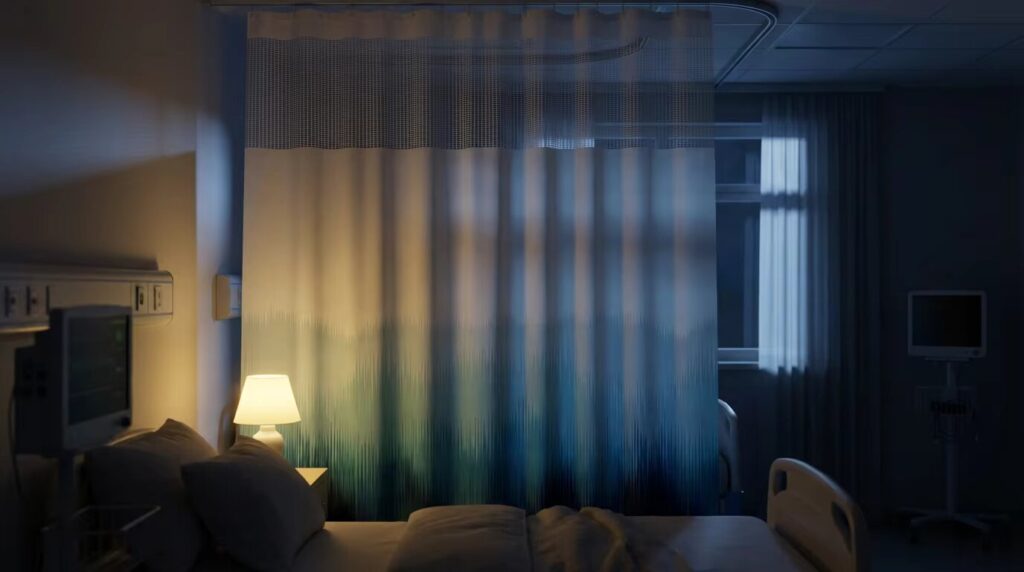 Blue Ombre Flame-Retardant Hospital Privacy Curtain