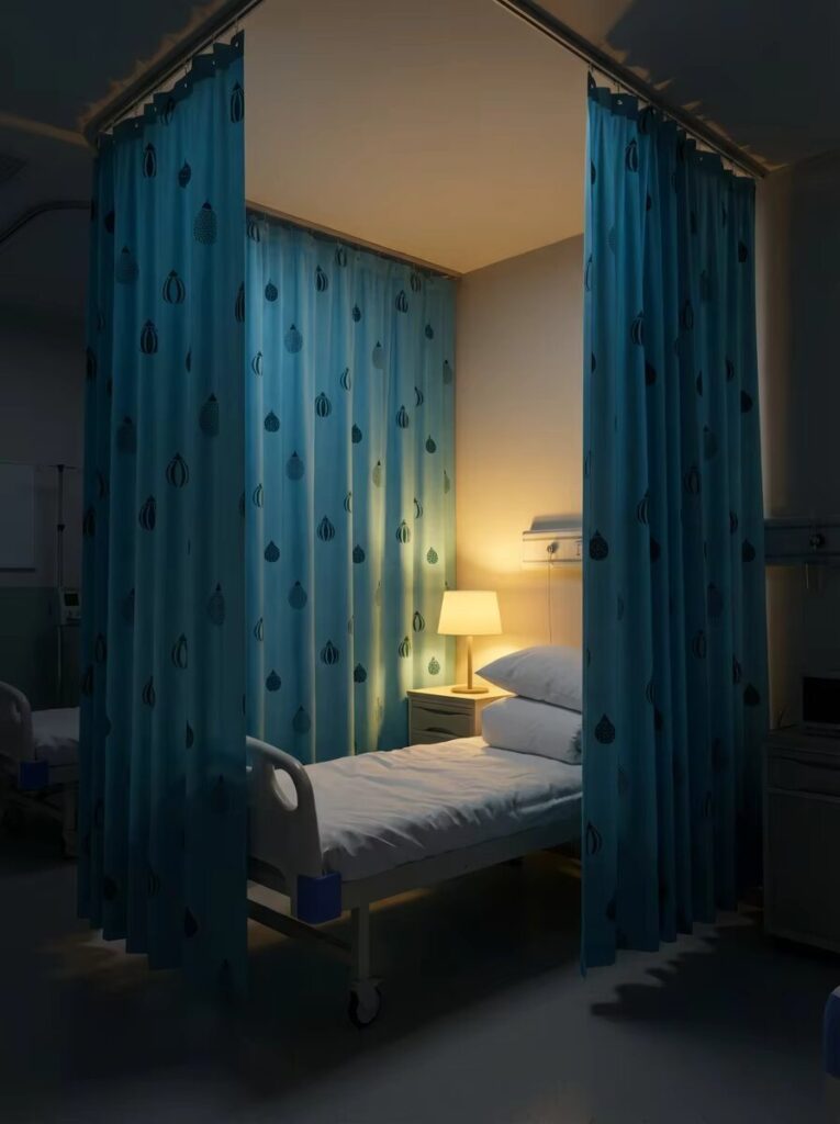 Aqua Blue Flame-Retardant Hospital Privacy Curtain