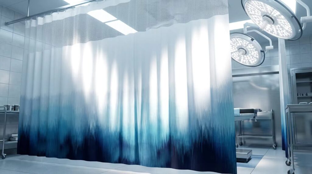 Blue Ombre Flame-Retardant Hospital Privacy Curtain