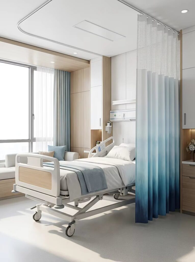 Blue Ombre Flame-Retardant Hospital Privacy Curtain
