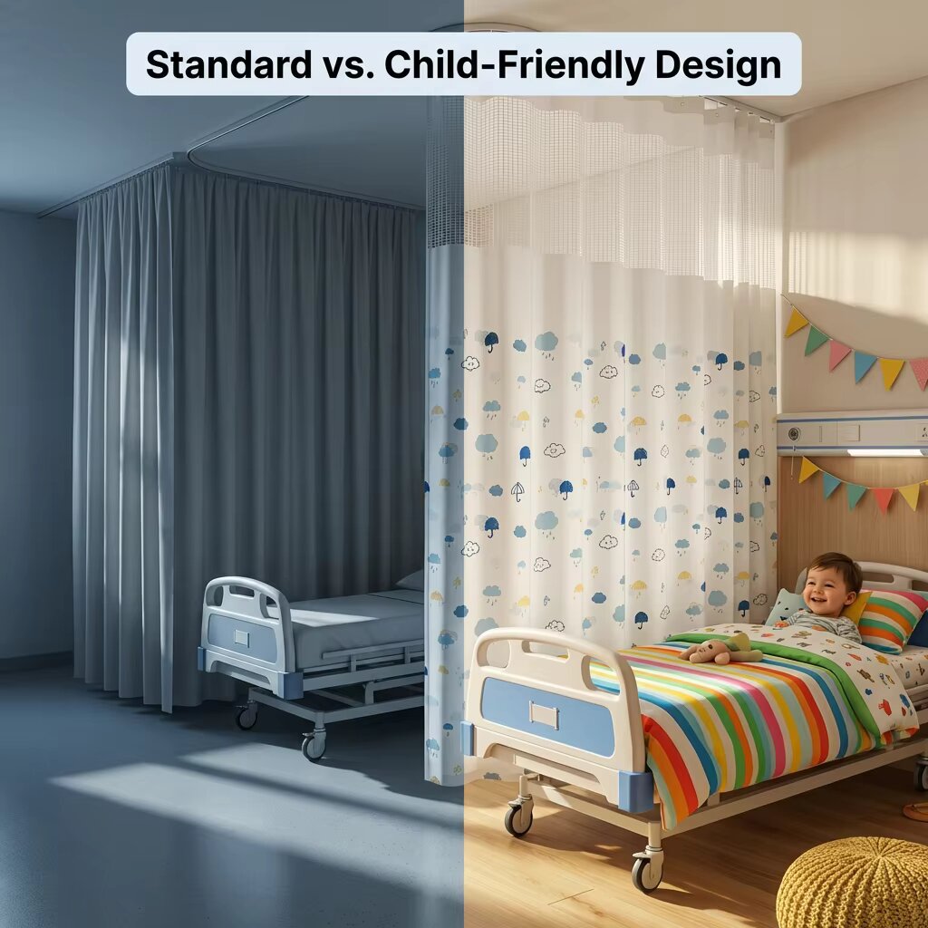 Pediatric Hospital Privacy Curtain with Umbrella Print