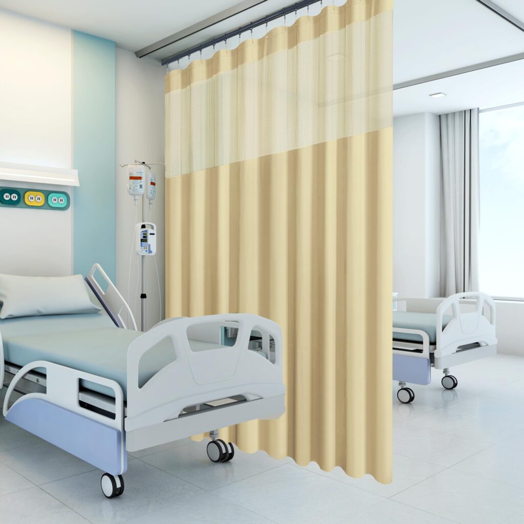 Warm Beige Flame-Retardant Hospital Privacy Curtain