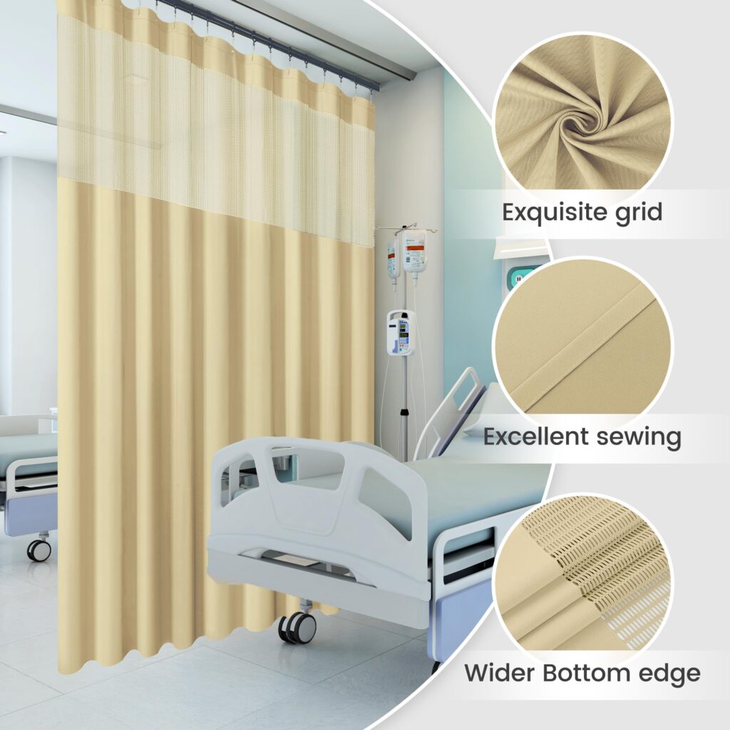 Warm Beige Flame-Retardant Hospital Privacy Curtain