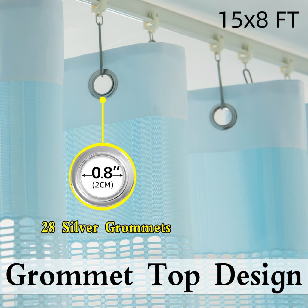 Solid Blue Medical Cubicle Curtains with Integrated Mesh & Grommets