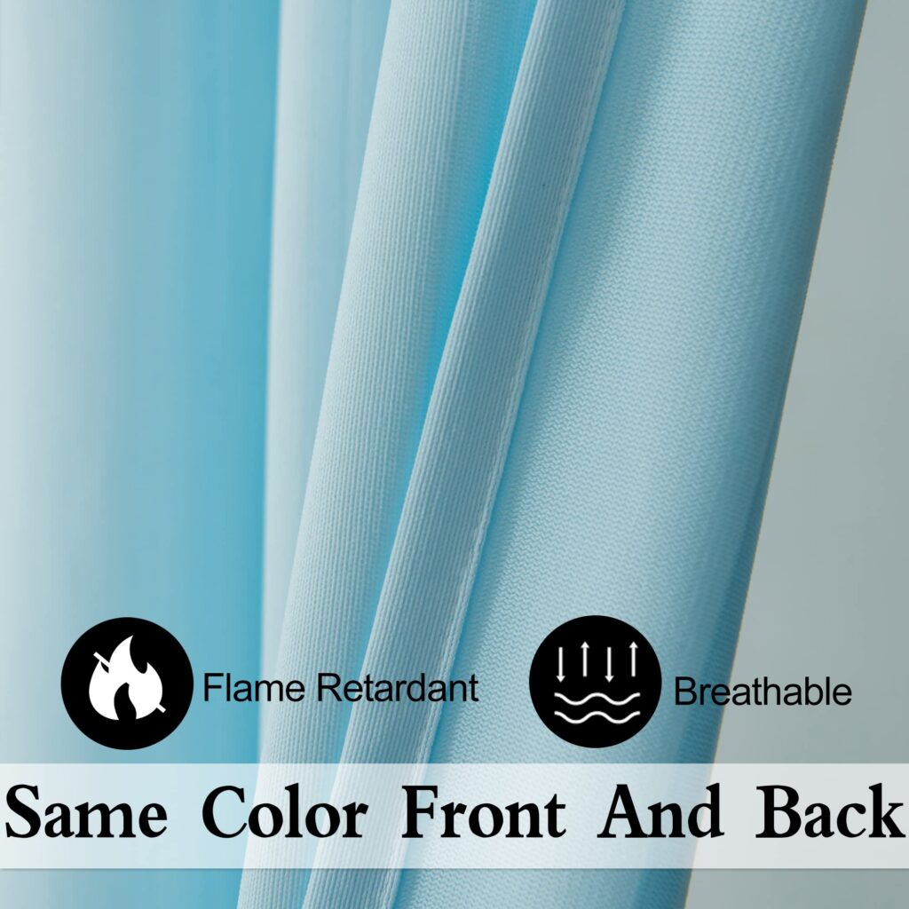 Solid Blue Medical Cubicle Curtains with Integrated Mesh & Grommets