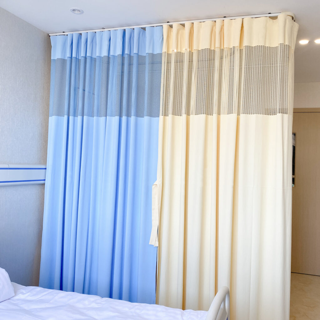 Medical Cubicle Curtains with Dual Hardware Suspension & Integrated Mesh