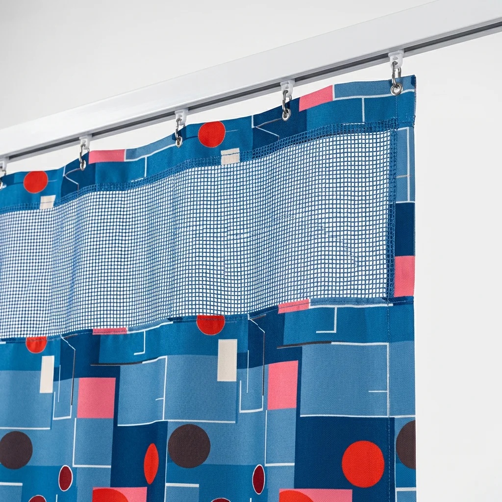 Bauhaus Geometric Mosaic Hospital Privacy Curtain