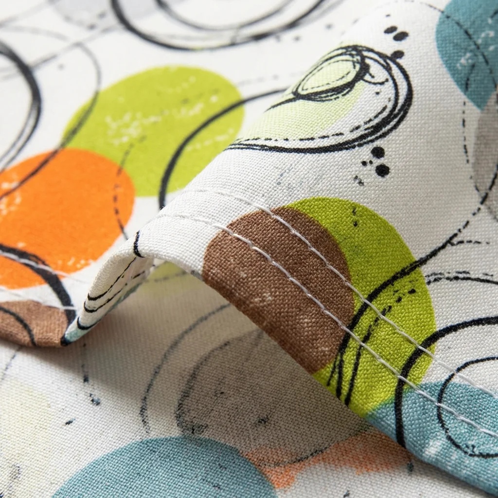 Mid-Century Abstract Concentric Circle Hospital Privacy Curtain
