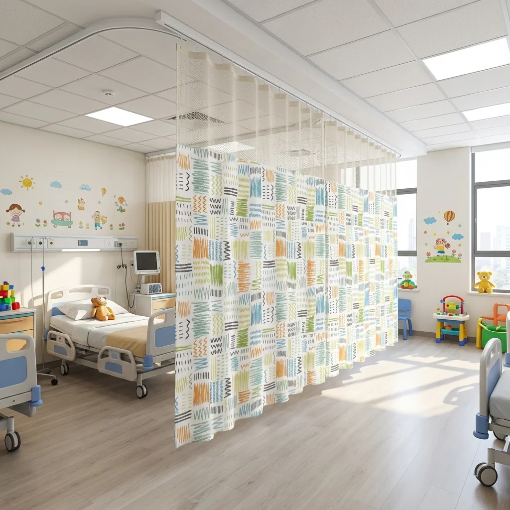 Playful Line Art & Hatching Pattern Hospital Privacy Curtain