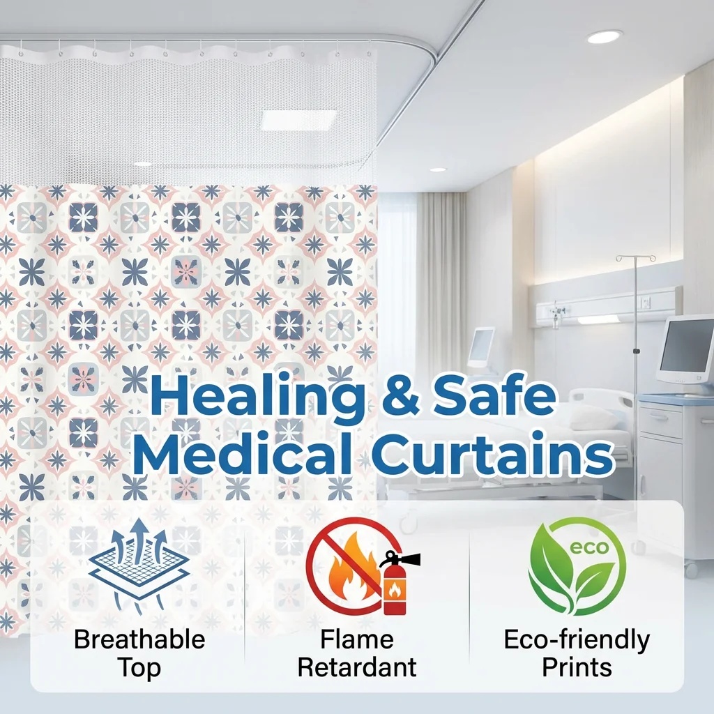 Geometric Nordic Tile & Cute Animal Pediatric Privacy Curtain