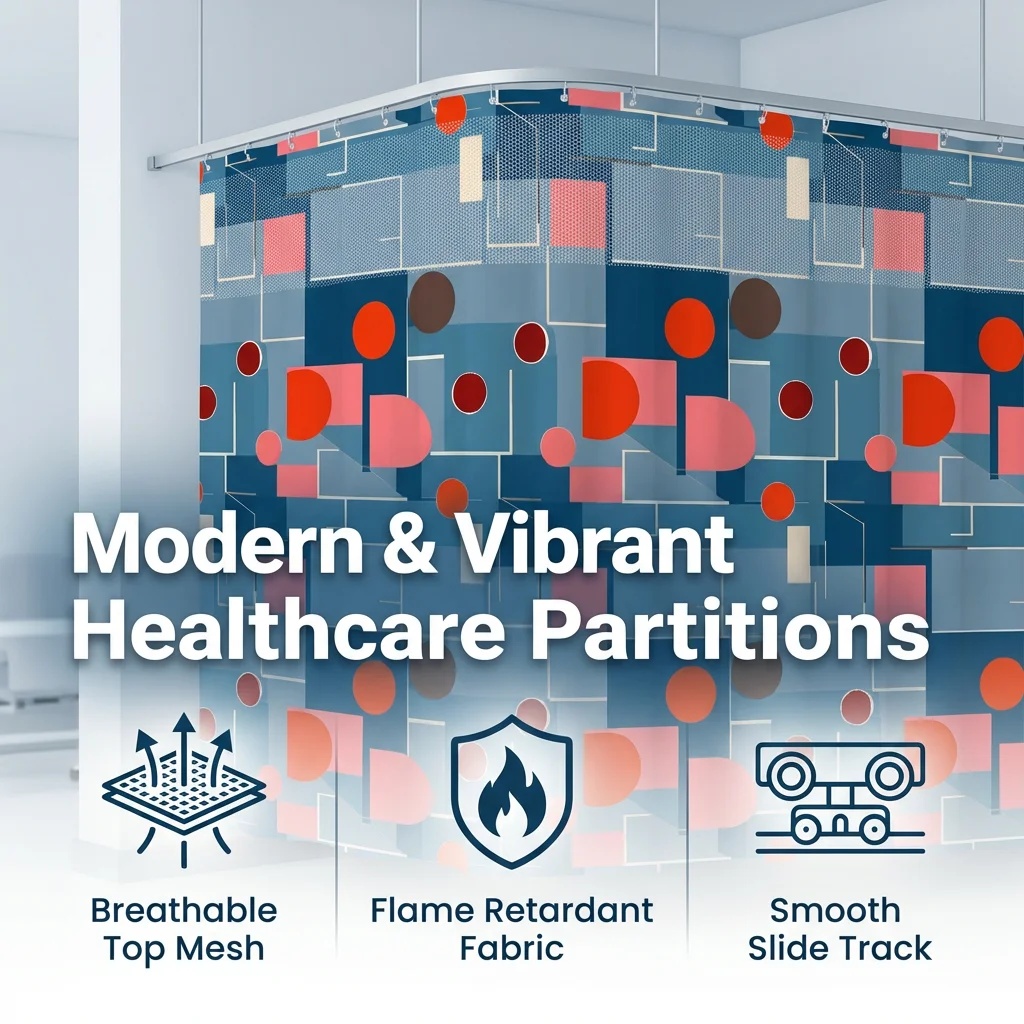 Bauhaus Geometric Mosaic Hospital Privacy Curtain