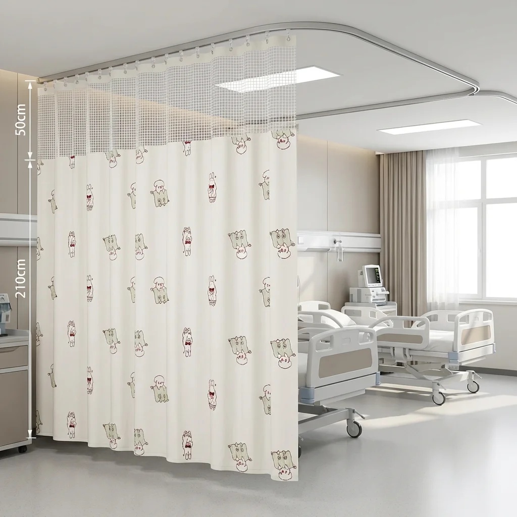 Pediatric Hospital Cubicle Curtain with Mesh Top