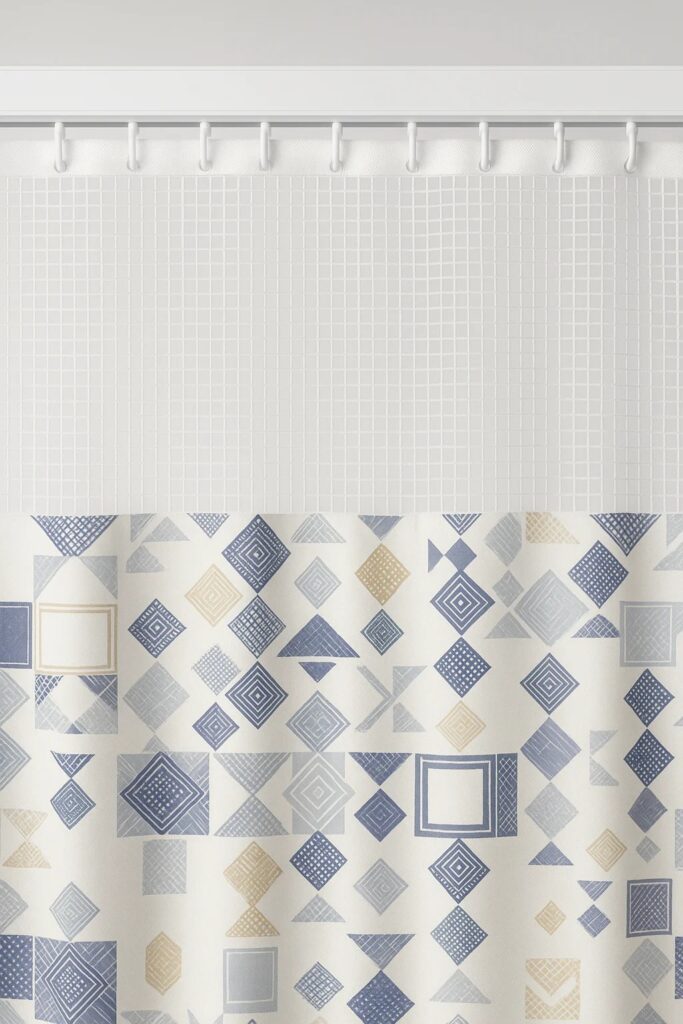 Nordic Geometric Mosaic Hospital Privacy Curtain
