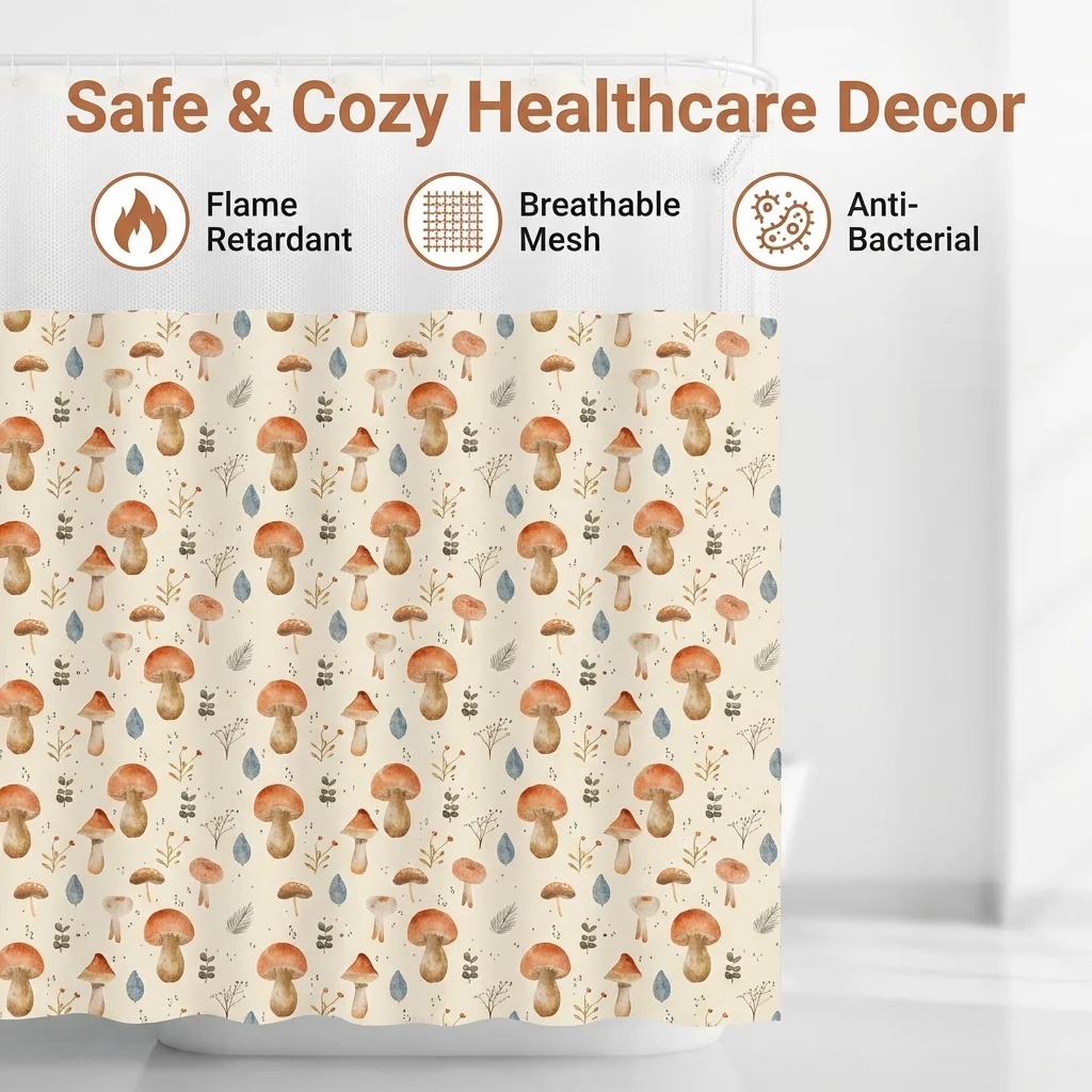 Watercolor Botanical Mushroom Pediatric Privacy Curtain