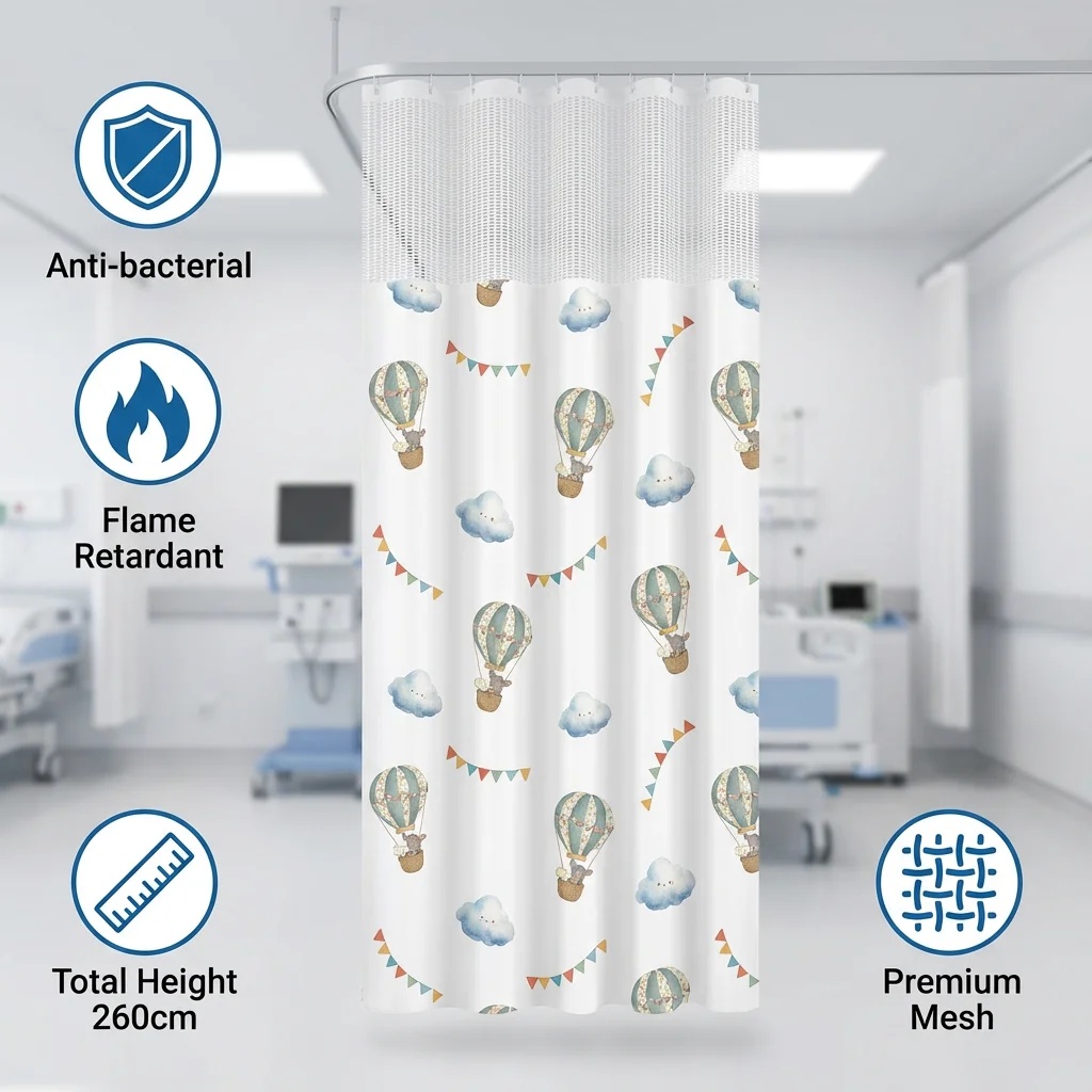 Antibacterial Printed Hospital Privacy Curtain