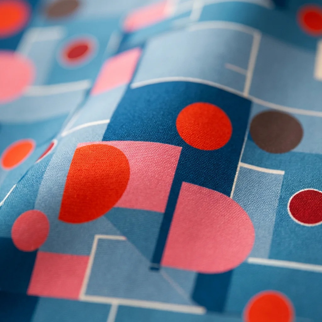 Bauhaus Geometric Mosaic Hospital Privacy Curtain
