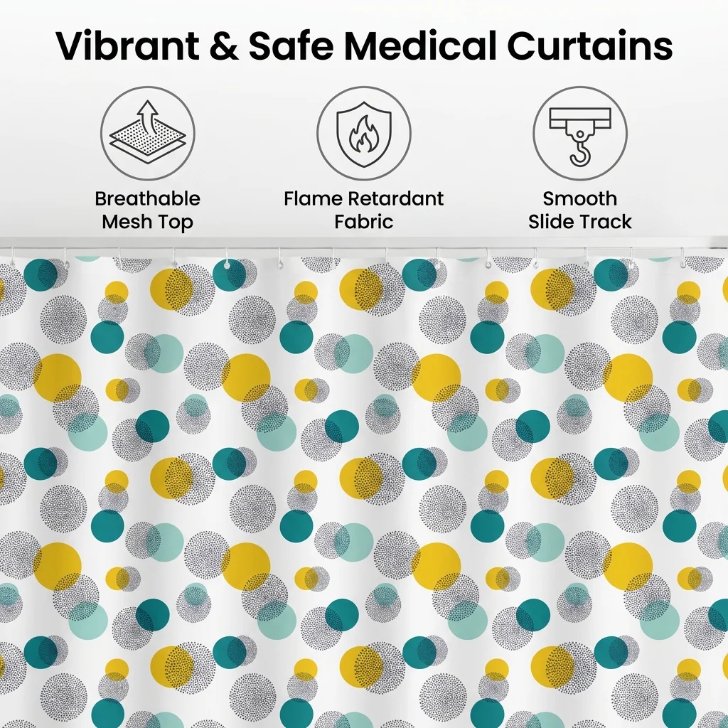 Playful Polka Dot & Concentric Circle Hospital Privacy Curtain