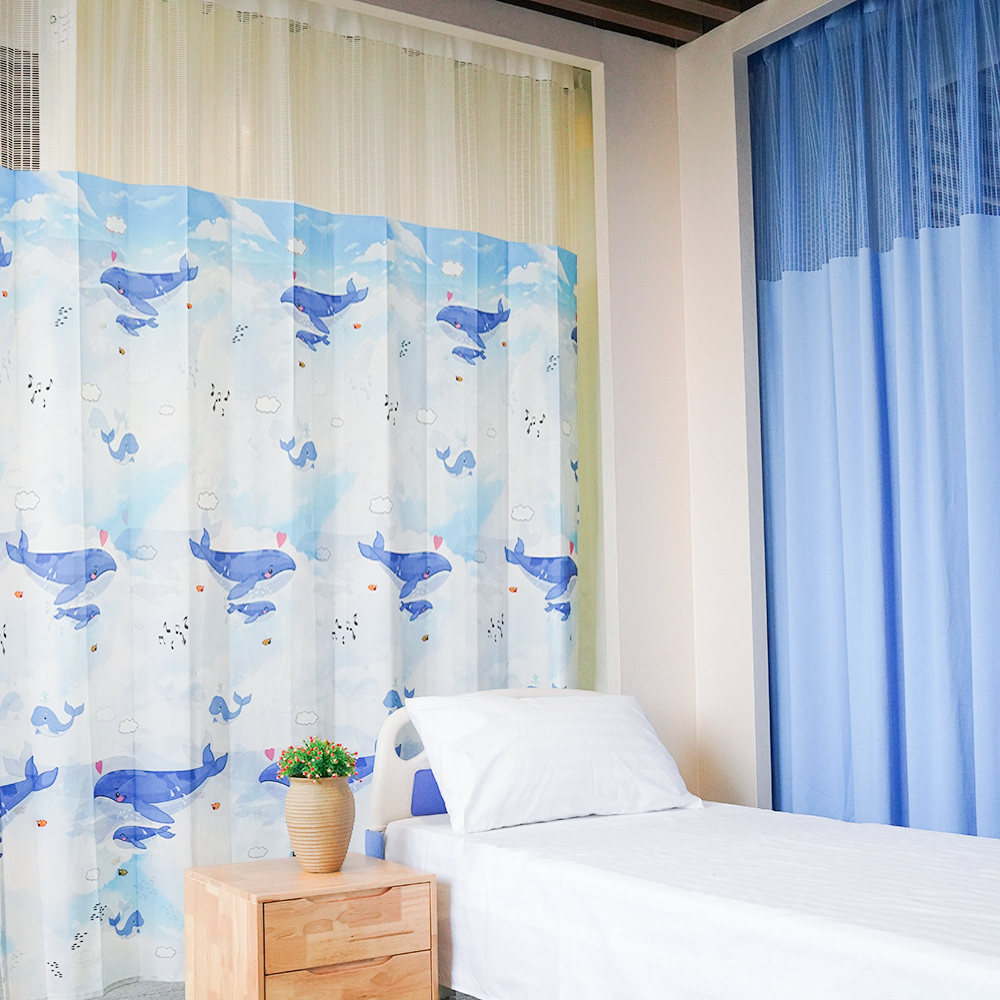 Dark Blue Medical Privacy Curtains for Hospital & SPA