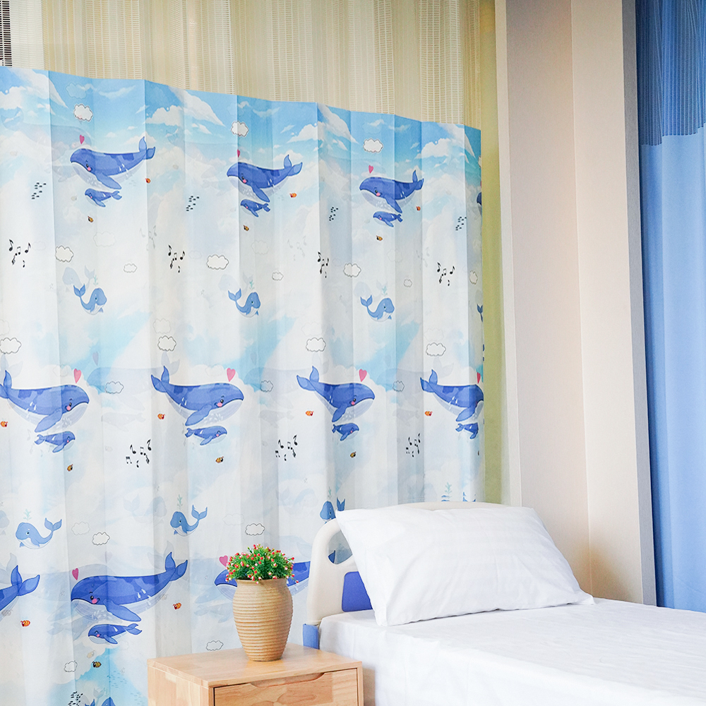 Dark Blue Medical Privacy Curtains for Hospital & SPA