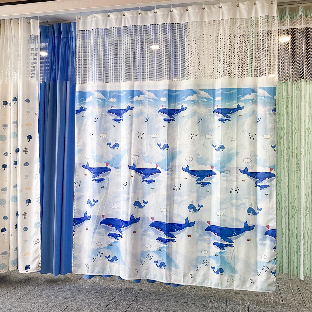 Dark Blue Medical Privacy Curtains for Hospital & SPA