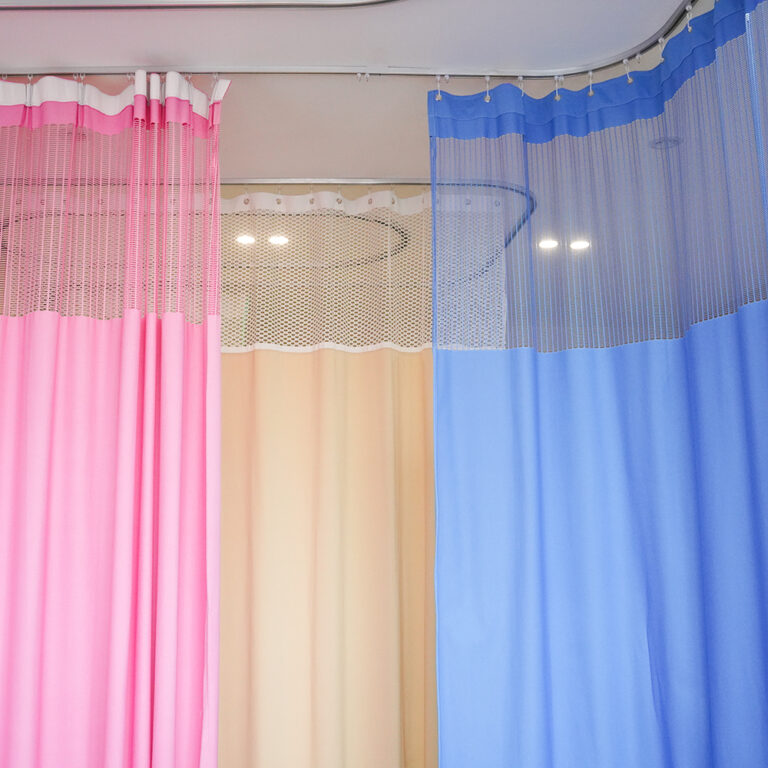 Multi-Color Medical Partition Curtain with Adjustable Hooks & Integrated Mesh