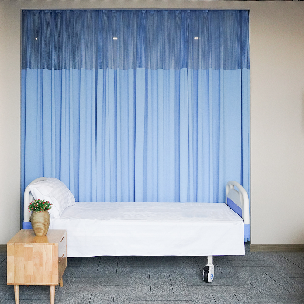 Medical Cubicle Curtains with Dual Hardware Suspension & Integrated Mesh